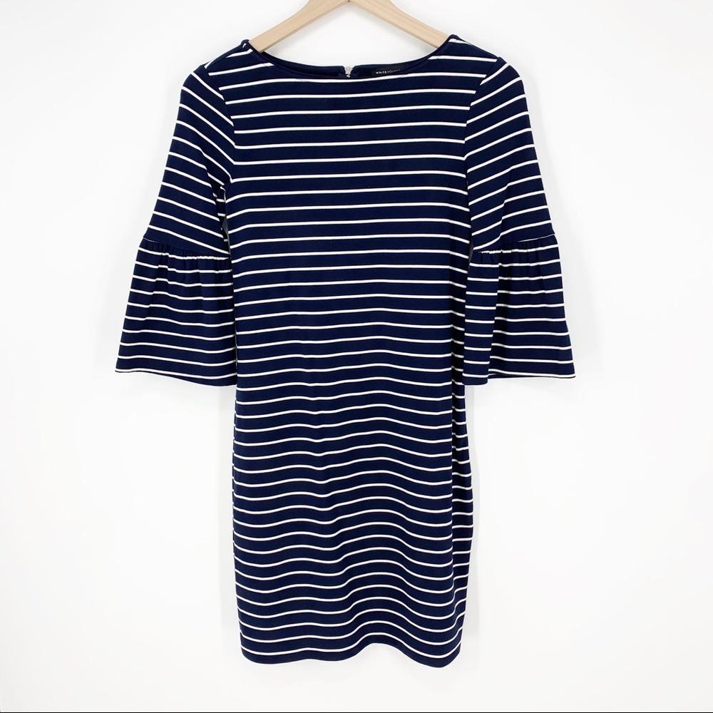 WHBM Bell Sleeve Sneaker Dress Navy Stripe XXS Nautical Preppy Nautical Timeless